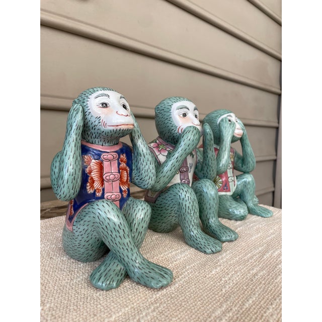 For sale is a charming set of three monkey figurines, each depicting the classic "See No Evil, Hear No Evil, Speak No...