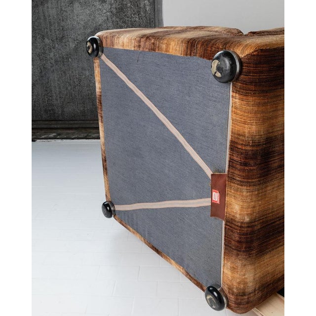 Vintage Space Age Armchair in Striped Velvet Brown by Europoltrona, Italy, 1970s For Sale - Image 14 of 15