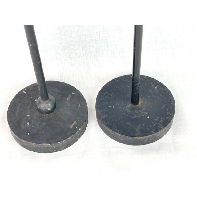 Black Modern Gothic Medieval Cast Iron Candle Holders - Pair of 2 For Sale - Image 8 of 13