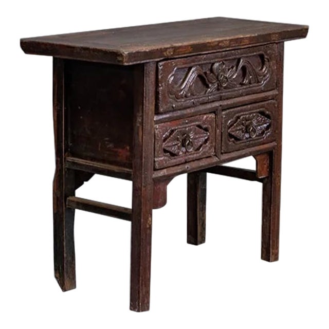 Antique Chinese Early 1900s Old Red Lacquer Altar Table For Sale