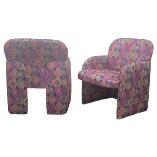 1990s Postmodern Low Profile Club Chairs - a Pair For Sale