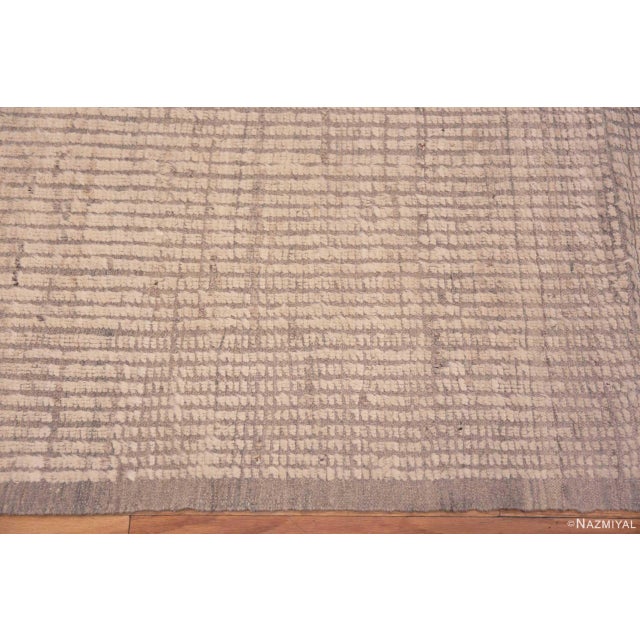 Nazmiyal Collection Light Cream Minimalist Modern Soft Wool Pile Modern Rug For Sale - Image 4 of 4