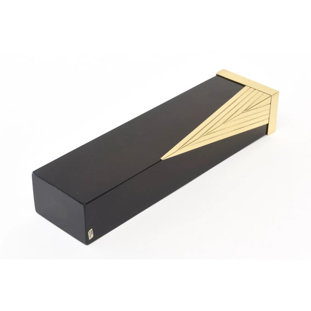 Vintage Murano Vase With Black Glass and Brass Drape Italy 60's For Sale In Miami - Image 6 of 10