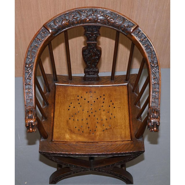 Set of Anglo Chinese Hand Carved Savonarola Armchairs, 1900s For Sale - Image 15 of 18