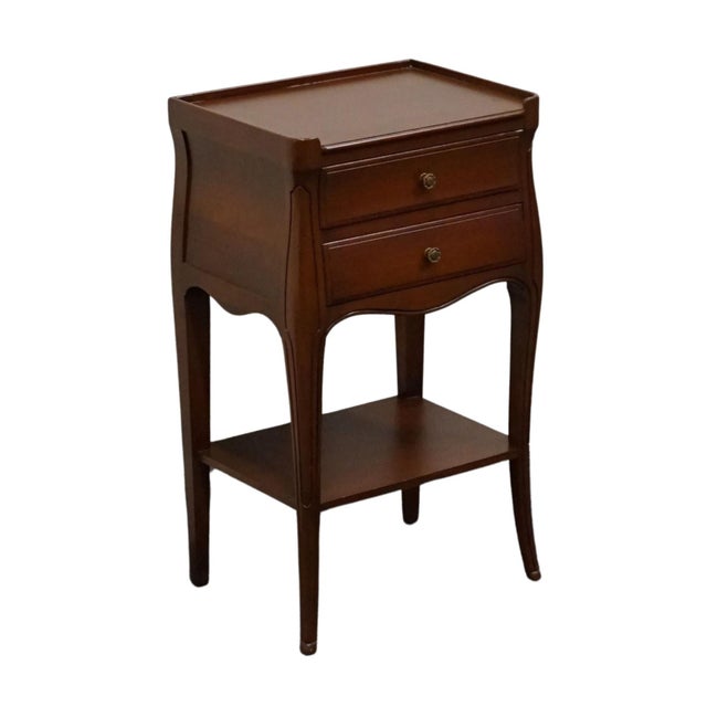 French Provincial John Widdicomb Solid Walnut French Provincial 13" Two Drawer Nightstand For Sale - Image 3 of 12