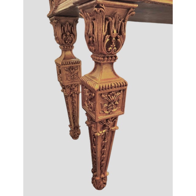 Late 19th Century Neoclassical Style Giltwood Console Table With Carved Foliate Frieze and Marble Top For Sale In Austin - Image 6 of 15