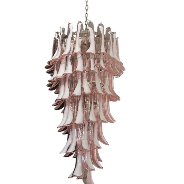 Murano Blush Pink Glass Chandelier with Hand-Blown Petals from Justfurnituress SRL For Sale - Image 11 of 18