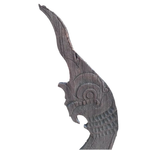 Chinese Antique Thai Naga Temple Finial on Stand For Sale - Image 3 of 7