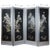 Vintage Chinoiserie Four-Panel Folding Screen – Hand-Painted Floral Motif With Silver Faux Bamboo Frame For Sale In New York - Image 6 of 15