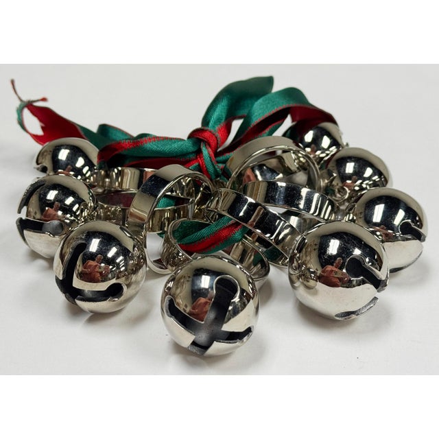 Vintage Chrome Jingle Bell Napkin Rings, Set of 8 For Sale - Image 4 of 4