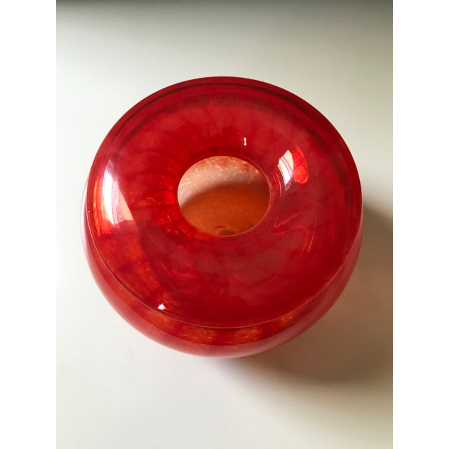 Contemporary Handmade Red Glass Jar Signed For Sale - Image 3 of 4