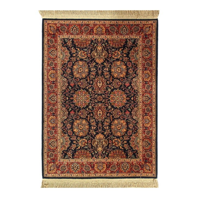 2020s Navy Blue Machine Made Rug For Sale