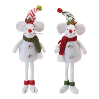 Holiday Plush Mouse Figurines (Set of 2) For Sale