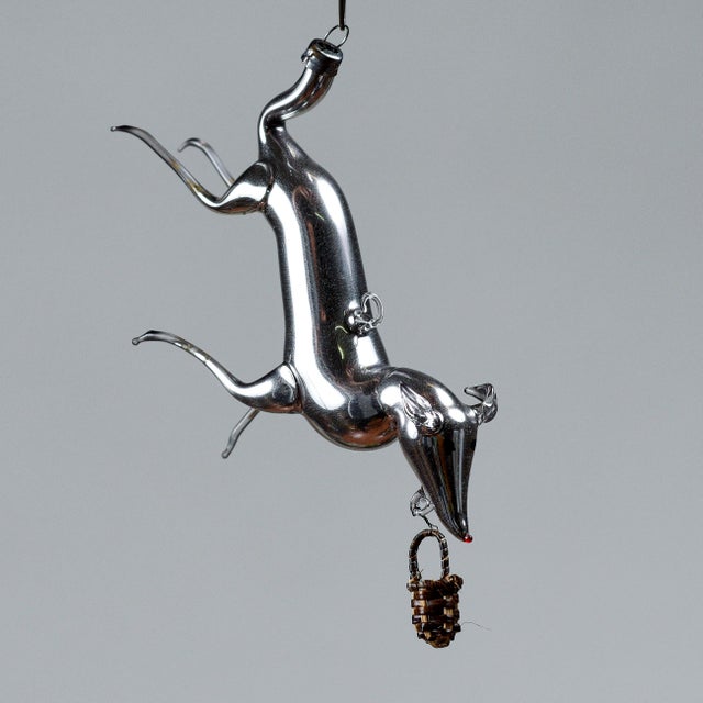 Art Nouveau German Greyhound with Basket in Silvered Glass For Sale - Image 9 of 18