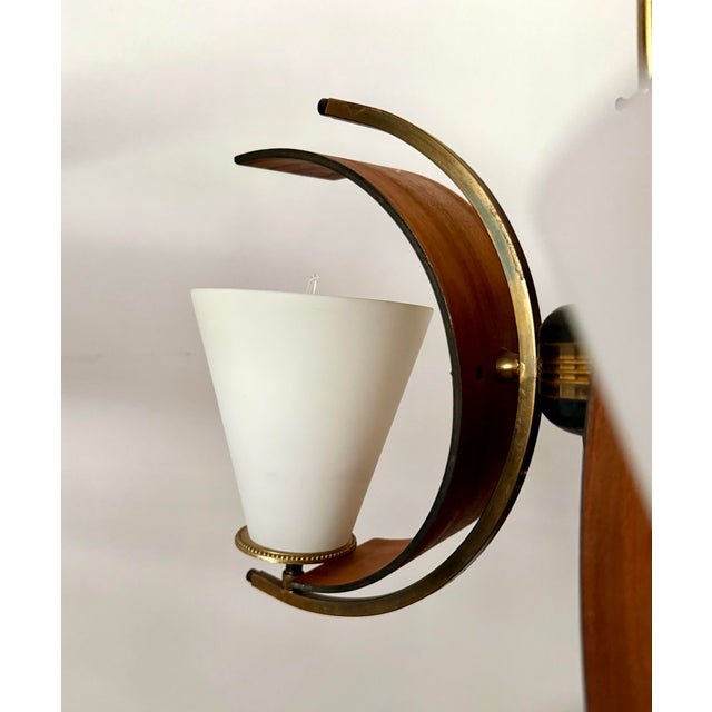 Brown Mid-Century Danish Modern 3-Light Chandelier Attributed to Stilnovo For Sale - Image 8 of 11