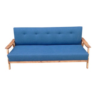 Mid-Century Modern Blue Sofa For Sale