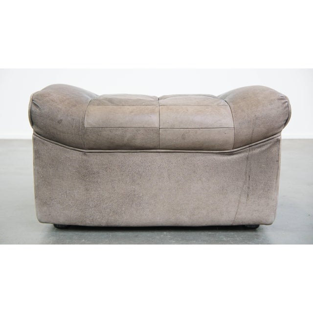 Grey Leather Modular Sofa and Ottoman, 1970s, Set of 3 For Sale - Image 15 of 18