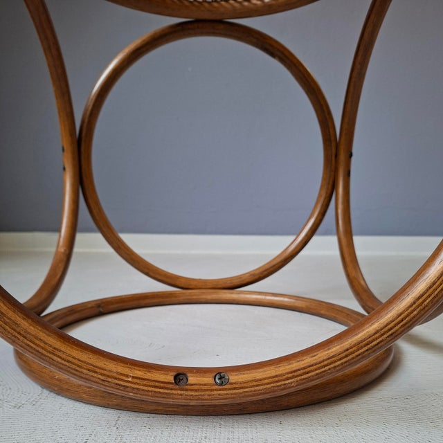 Brown Bentwood and Rattan Circular Stool, 1970s For Sale - Image 8 of 10
