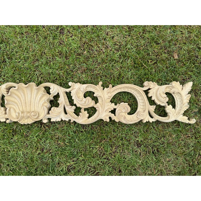 1970s Vintage 64 Inch Baroque Overdoor Wall Pediment Large Shell Scroll Frieze Header For Sale - Image 4 of 17