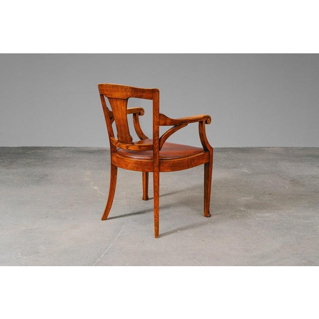 Art Nouveau Oak Armchair For Sale - Image 3 of 18