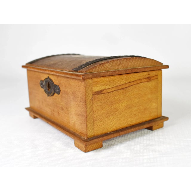 Wood Antique German Iron Cross Wooden Jewelry Trinket Box For Sale - Image 7 of 10