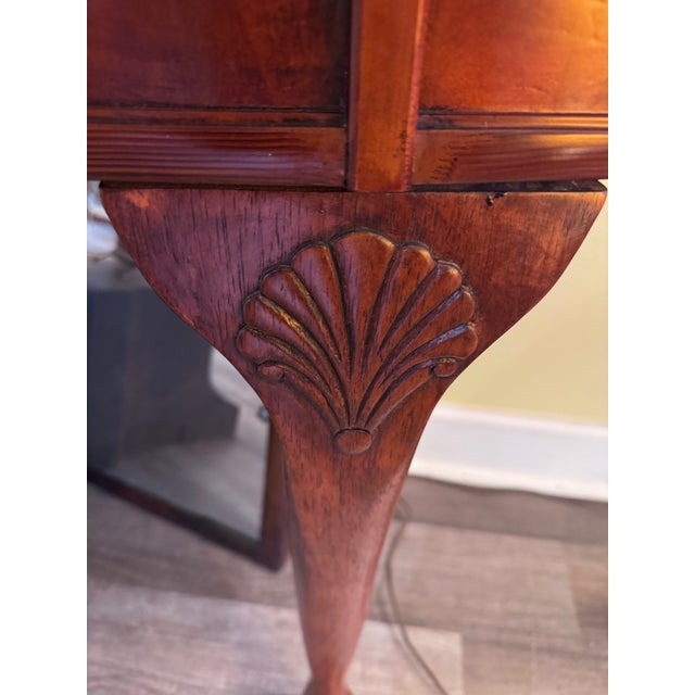 Vintage Mahogany Inlaid Oval Console Table With Claw Feet For Sale - Image 4 of 9