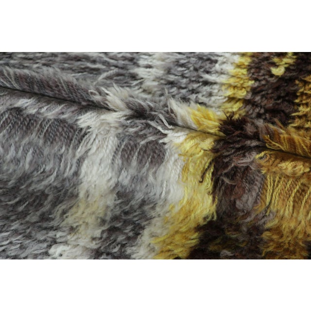 Vintage Swedish Rya Rug With Gray and Orange Vertical Geometry - Rug & Kilim For Sale In New York - Image 6 of 8