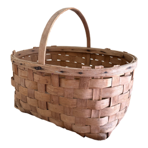 Early 20th Century Split Oak Gathering Basket With Warm Patina