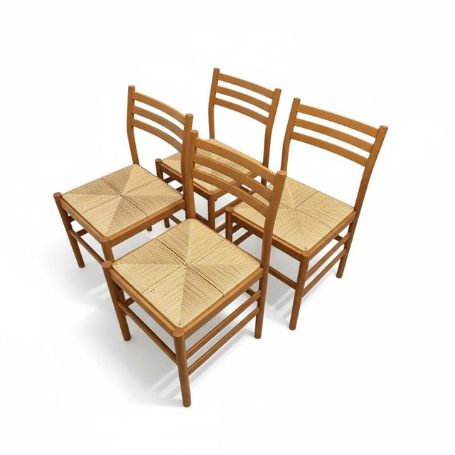Italian Beech Dining Chairs, 1960s, Set of 4 For Sale - Image 9 of 9