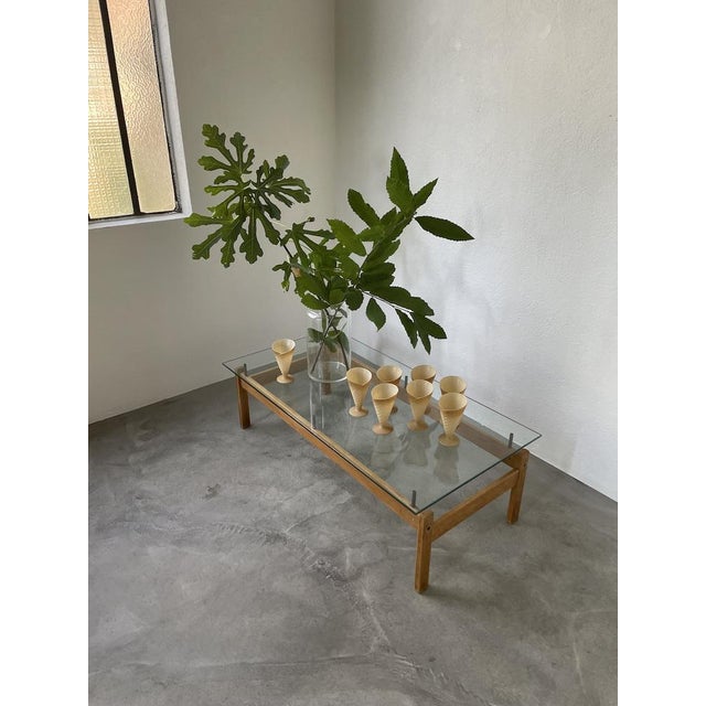 Brown Scandinavian Blond Teak and Glass Coffee Table, 1960s For Sale - Image 8 of 18