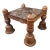 Anglo Indian Square Carved Wood & Marble Top Coffee Table For Sale