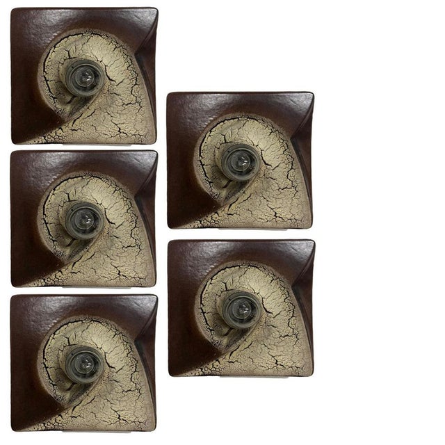 German Brown Square Ceramic Wall Light by Hustadt Keramik, 1970 For Sale - Image 16 of 18