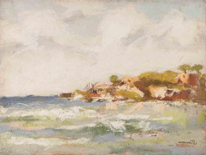 Franco Marzilli, Seaview, Oil Painting, 1970s