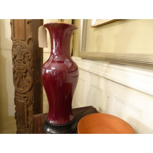 Ceramic Early 20th Century Antique Japanese Oxblood Baluster Form Ceramic Lamp For Sale - Image 7 of 10
