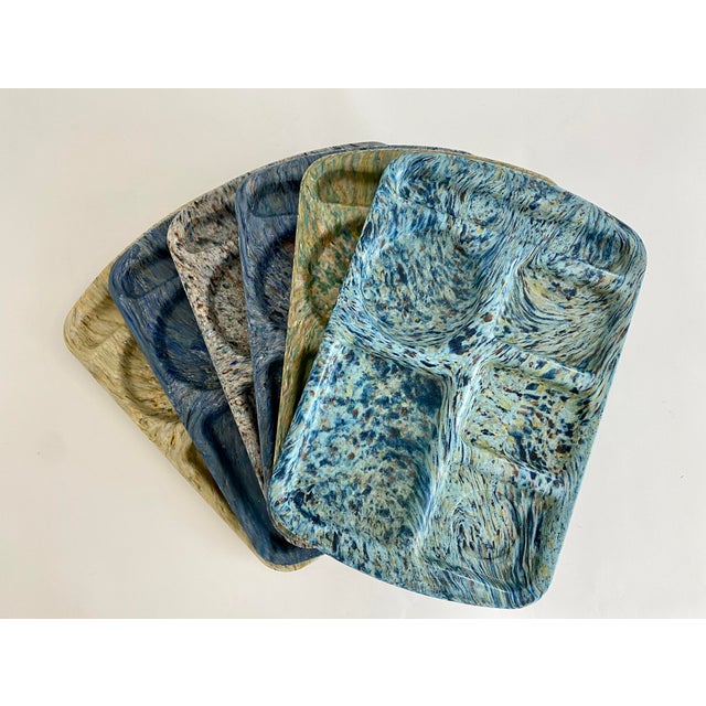 Melamine Spin-Art Divided Trays - Set of 6 For Sale - Image 10 of 10