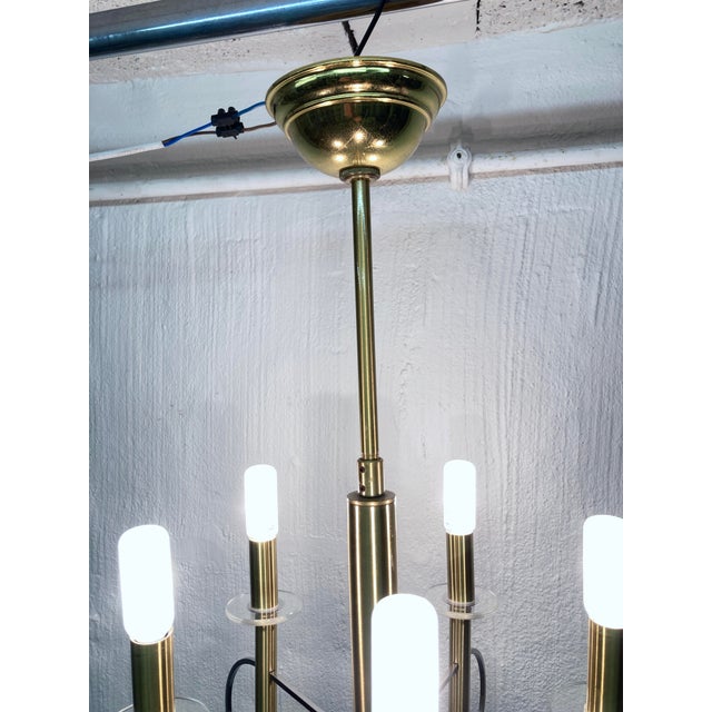 Metal Chandelier in Brass, Chrome and Glass from Sciolari, 1960s For Sale - Image 7 of 11