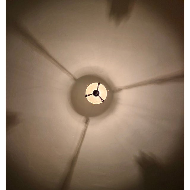 1960s French Brass & Etched Glass Bowl Pendant Light - Restored For Sale - Image 15 of 18