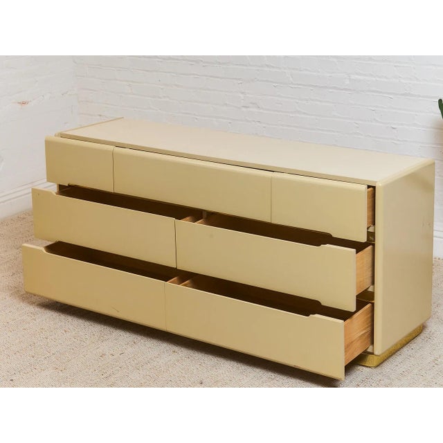 Modern Mid 20th Century Lane Post Modern Dresser Brass Plinth Base For Sale - Image 3 of 12