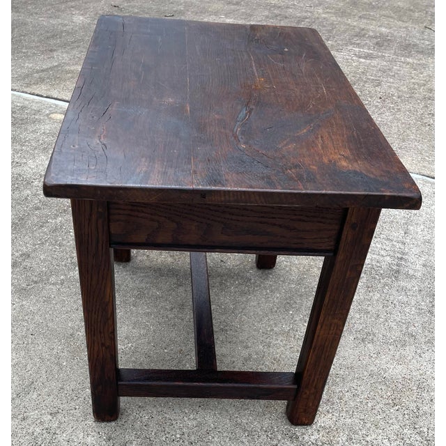 Rustic European Vintage Rustic European Solid Wood Side Table With Drawer For Sale - Image 3 of 9