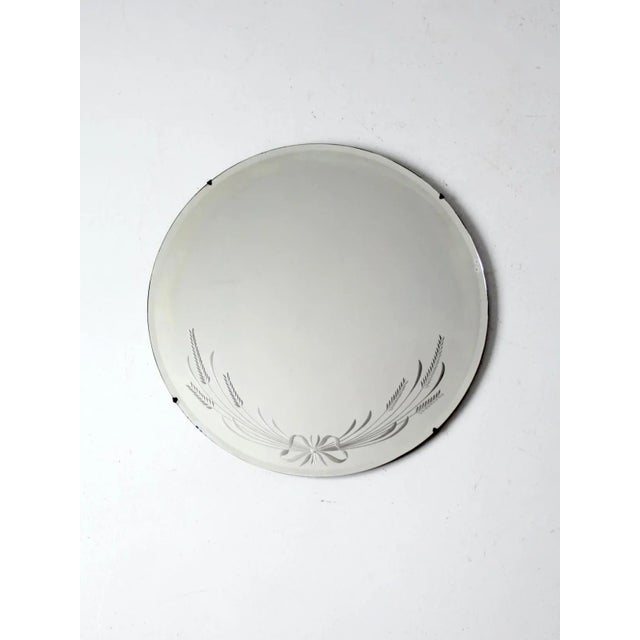 Antique Round Etched Mirror For Sale - Image 13 of 13