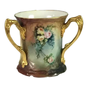 Circa 1900s Artist Signed Porcelain Loving Cup