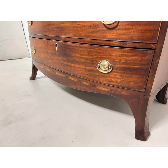 C. 1820 Antique Federal Era Bow Front Chest of Drawers For Sale - Image 10 of 11