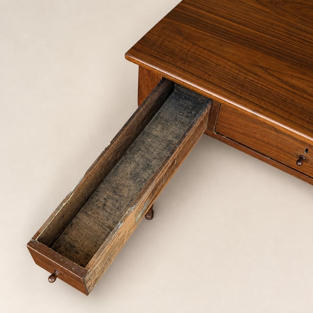 Antique Walnut Three-Drawer Writing Desk With Turned Legs For Sale - Image 10 of 18