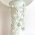 Gorgeous big Italian ceramic vase lamp hand glazed in matte sea foam green with applied creamy white dimensional flowers...