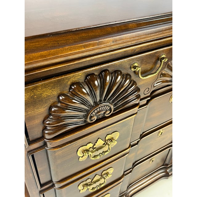 Vintage Chippendale Style Block-Front Solid Cherry Bachelor's Chest by Harden For Sale - Image 11 of 18