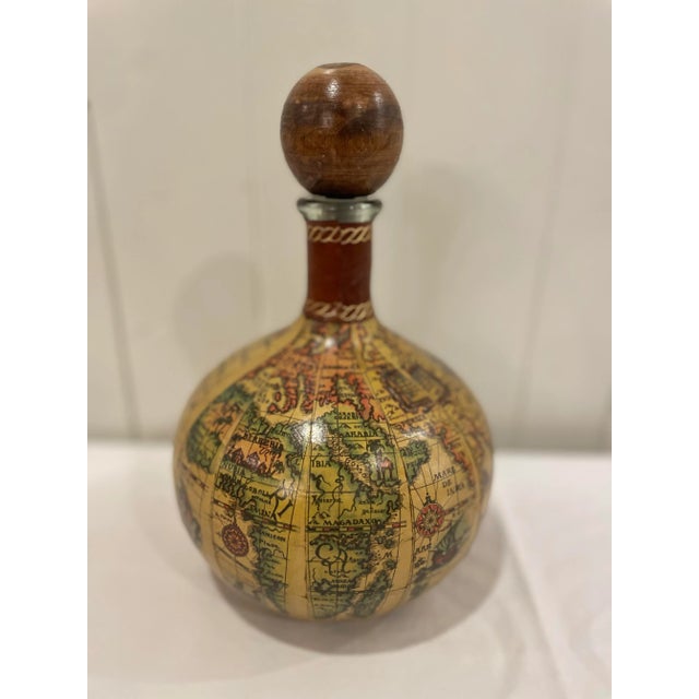 Rustic European Vintage 1960s Italian Old World Map Decanter For Sale - Image 3 of 9