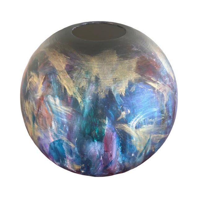 Large Byron & Alyse Sanders Signed Studio Art Pottery Globe-Form Vessel, 1980s For Sale - Image 14 of 17