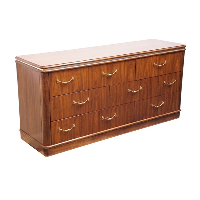 Thomasville Thomasville Furniture Agenda Collection Solid Walnut MCM Mid Century Modern 62" Triple Dresser 23411-125 For Sale - Image 4 of 15