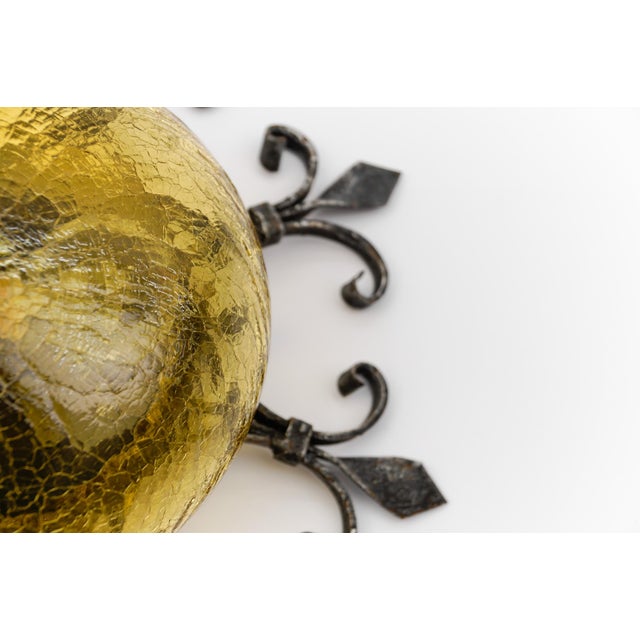 Iron Glass Flush Mount Ceiling Light, 1960s For Sale - Image 10 of 13