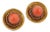Coral Fancy Textured Button 18k Yellow Gold & Clip on Earrings For Sale
